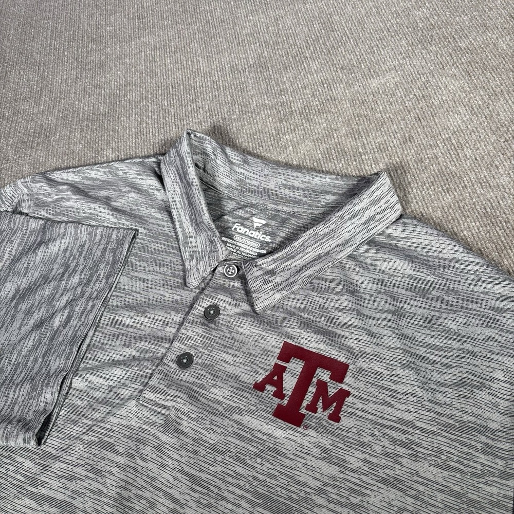 Texas A&M Aggies Polo Shirt Mens 3XL Short Sleeve Gray Performance Logo Fanatics